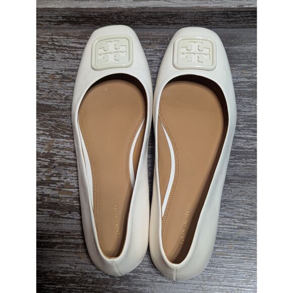 Tory Burch Women's Cream Brie Georgia Square Toe Leather Flats Size 11 M - Picture 5 of 6
